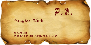Petyko Márk névjegykártya